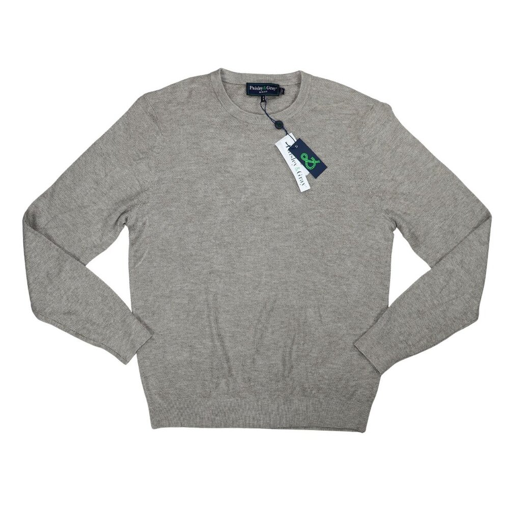 Paisley & Gray Diamond Knit Crew Neck Slim Fit Men's Sweater NWT Oatmeal